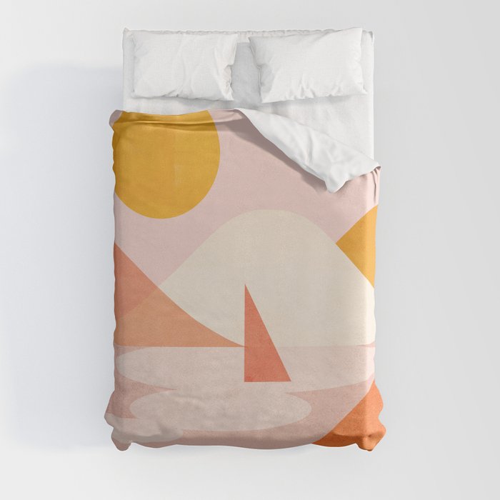 Abstraction_Lake_Sunset_Minimalism_001 Duvet Cover