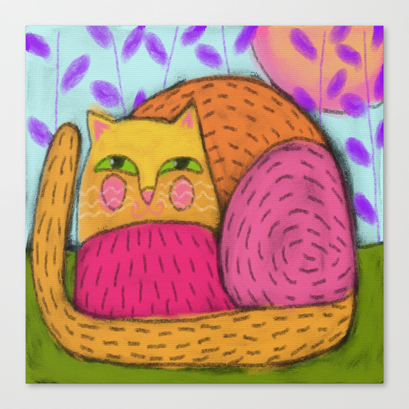 Colorful Cat Abstract Digital Painting Canvas Print By Jackieludtke Society6,Violet Flower Drawing Aesthetic