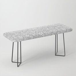 Light Grey And White Eastern Floral Pattern Bench