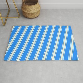 [ Thumbnail: Blue and Beige Colored Striped/Lined Pattern Rug ]