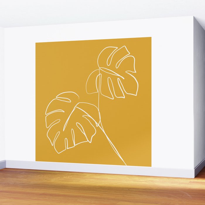 Monstera minimal yellow Wall Mural by galeswitzer Society6
