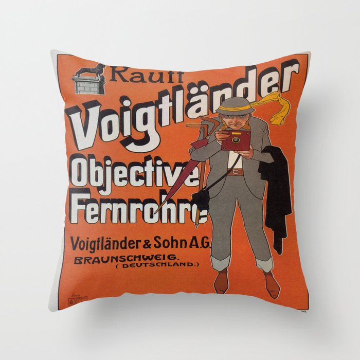 Vintage poster - Kauft Camera Throw Pillow