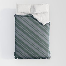 [ Thumbnail: Slate Gray and Dark Slate Gray Colored Stripes Pattern Comforter ]