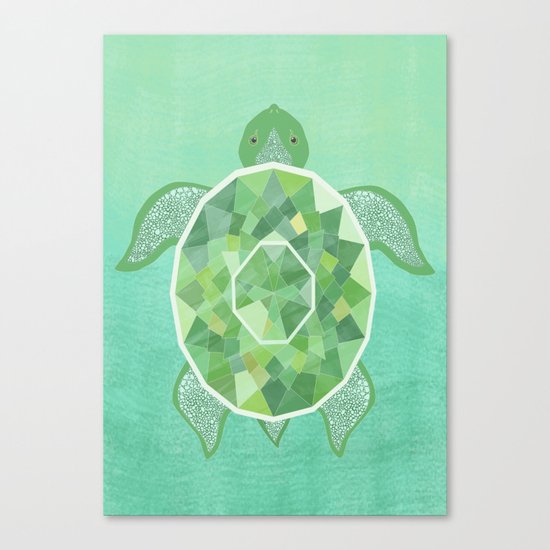 Turtle - Emerald Canvas Print