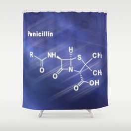 Penicillin, antibiotic drug, Structural chemical formula Shower Curtain