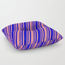 [ Thumbnail: Light Coral & Blue Colored Lines/Stripes Pattern Floor Pillow ]
