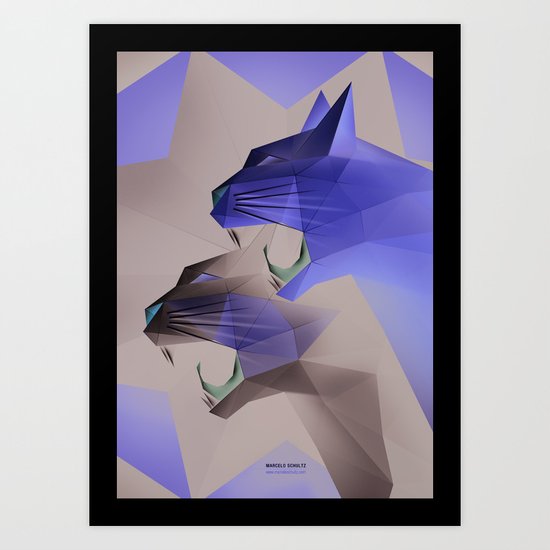 Geometric Cats Art Print