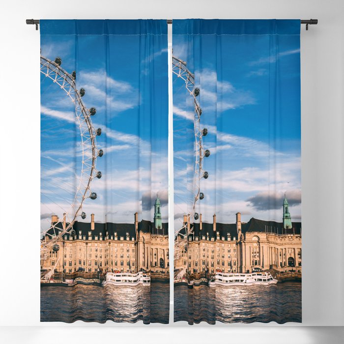 Great Britain Photography - London Eye Next To The River Thames Blackout Curtain