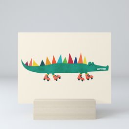 Crocodile on Roller Skates Mini Art Print
