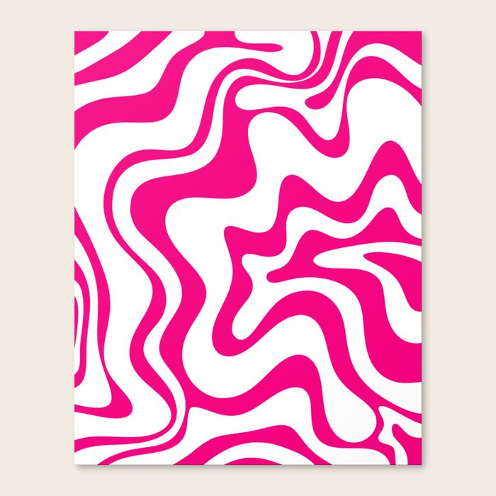 Retro Liquid Swirl Abstract Pattern in Y2K Hot Pink and White Art