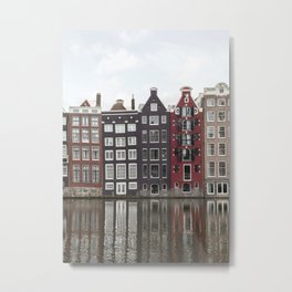 Buildings In Amsterdam City Picture | Dutch Canals Colorful Architecture Art Print | Europe Travel Photography Metal Print