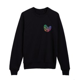 heart pattern- whimsical scattered hearts- rainbow color gradient on white Kids Crewneck
