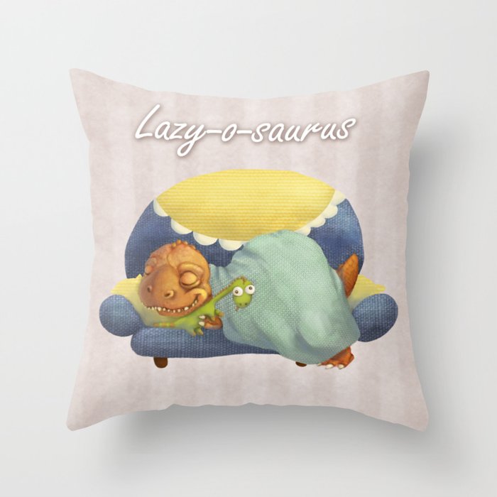 Lazy-o-saurus Throw Pillow