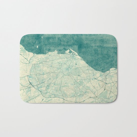 Edinburgh Map Blue Vintage Bath Mat