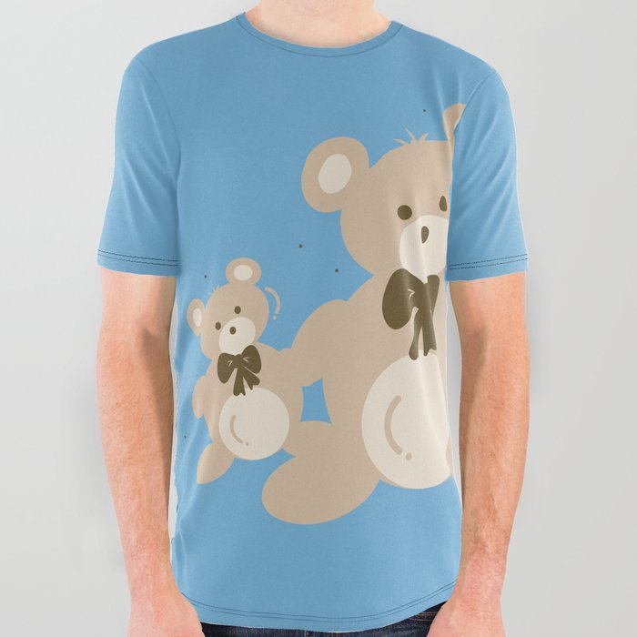 Teddy Bears Triplet - Blue All Over Graphic Tee