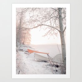 Cold Winter Morning Frozen Lake Tampere Finland Art Print