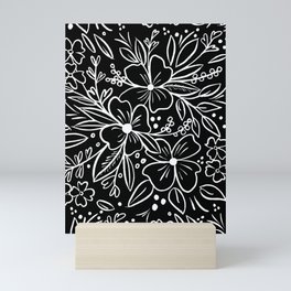 Chalk Florals in black Mini Art Print