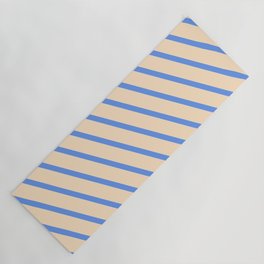 [ Thumbnail: Cornflower Blue & Bisque Colored Pattern of Stripes Yoga Mat ]