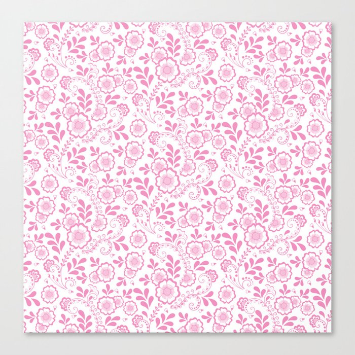 Pink Eastern Floral Pattern Canvas Print