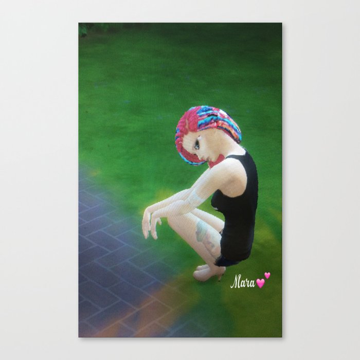 Mew Mara autographed print posing in the park in hoodies and thshirts  Canvas Print