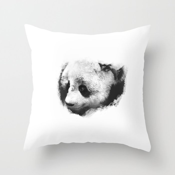 Panda peeking through the Snow Throw Pillow