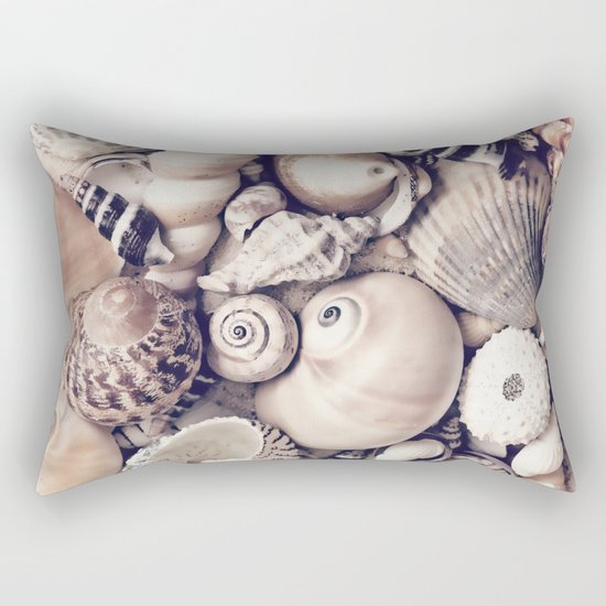 Vintage Sea Shell Collection Coastal Style Rectangular Pillow