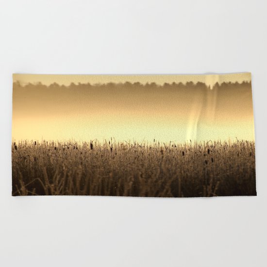 Bed Of Reeds In Golden Hour Beach Towel