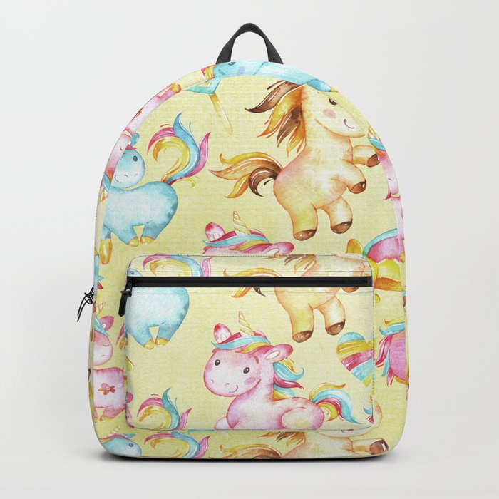 Unicorn Zoo Cute Pastel Unicorn On Yellow Backpack By Cute4kids