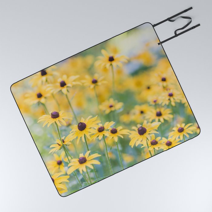 Sunny Disposition - Field of Wildflowers Photography Picnic Blanket