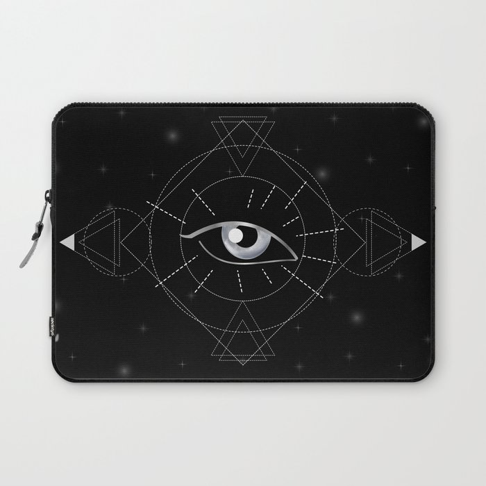 Esoteric Third Eye of providence in magical triangles and orbs in space Laptop Sleeve