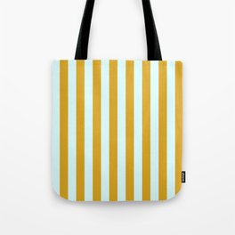 [ Thumbnail: Goldenrod & Light Cyan Colored Lines Pattern Tote Bag ]