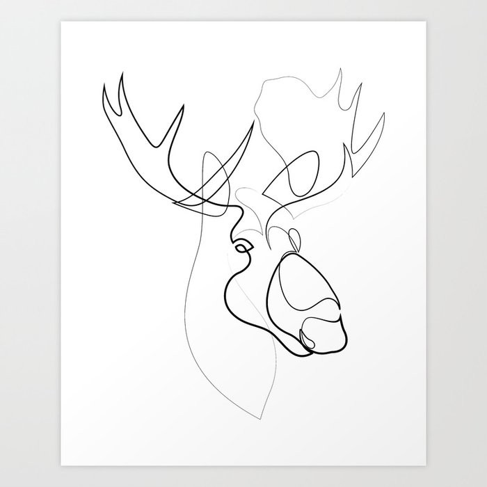 Moose one line Art Print