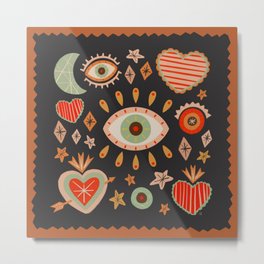 Sacred heart symbols & stars | Fall colors Metal Print