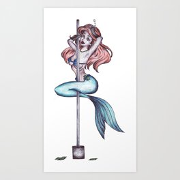 Mermaid Stripper Art Print