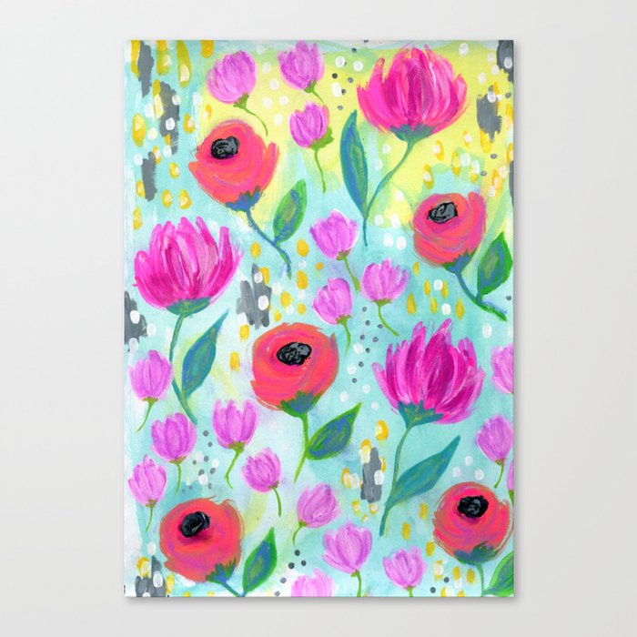 Pink And Coral Flowers Floral Painting Pattern Girl S Room Decor