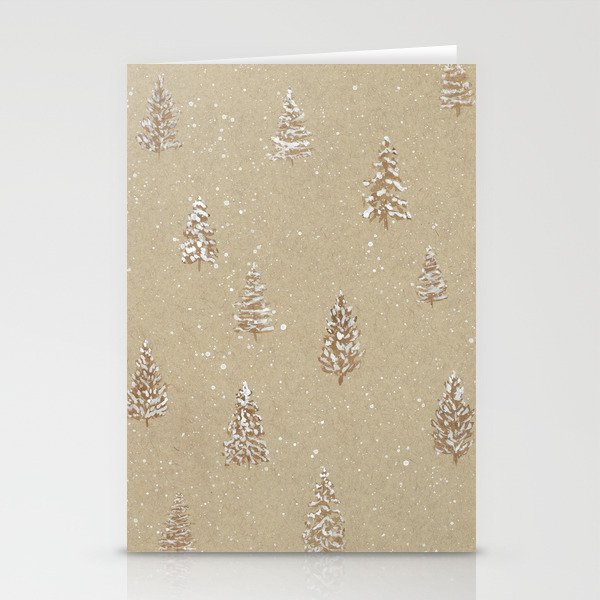 Winter Snowy Trees in Sepia Tones Stationery Cards