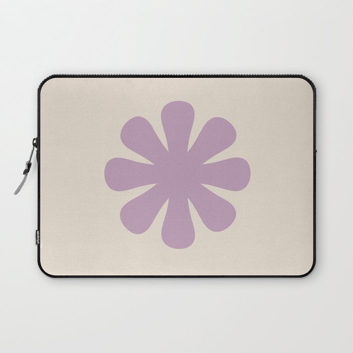 Retro Flower Single in Light Lilac Purple and Cream Laptop Sleeve