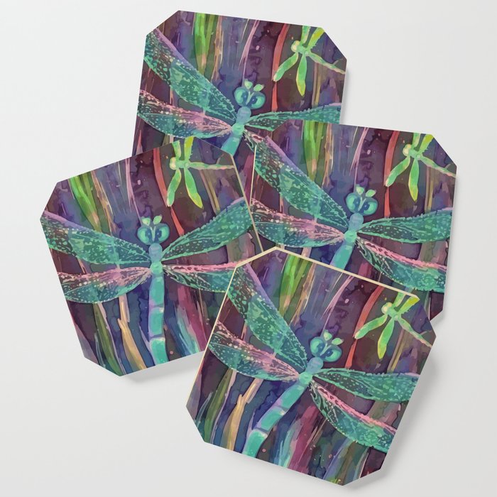 Dragonflies in blue Coaster