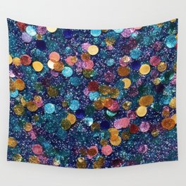 Colorful and Glittery Polka Dots Pattern Wall Tapestry