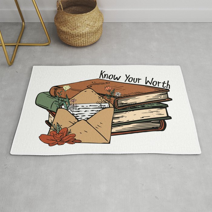 Know Your Worth Inspirational Quote Rug