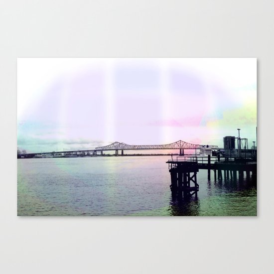 Crescent Connection Bridge with Dock Canvas Print