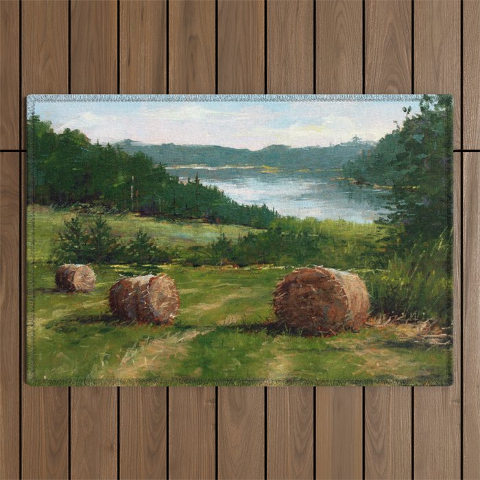 Hay Bale View of Shelburne Pond Outdoor Rug