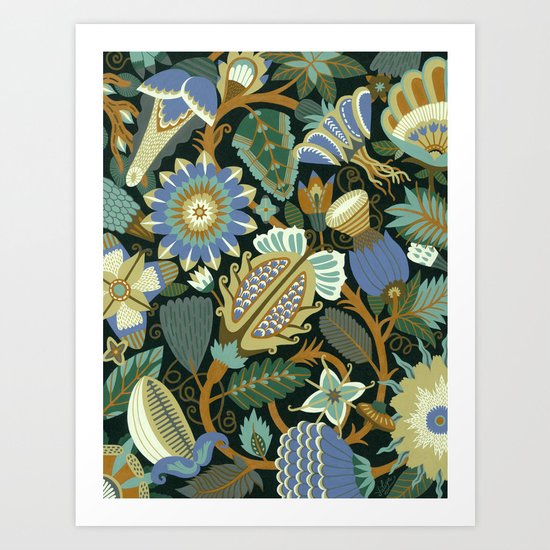 Flower Fantasy in blue Art Print