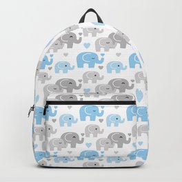 Blue Gray Elephant Baby Boy Nursery Backpack