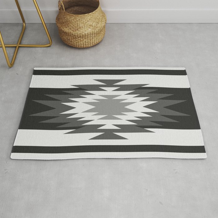 Aztec Black And White Rug By Aztec Society6