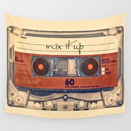 Mash Up Mixtape Vintage Record Player Cassette Tape Hybrid Wall Tapestry
