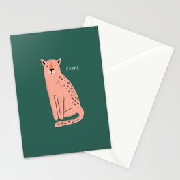 Cute Coral Leopard Stationery Cards