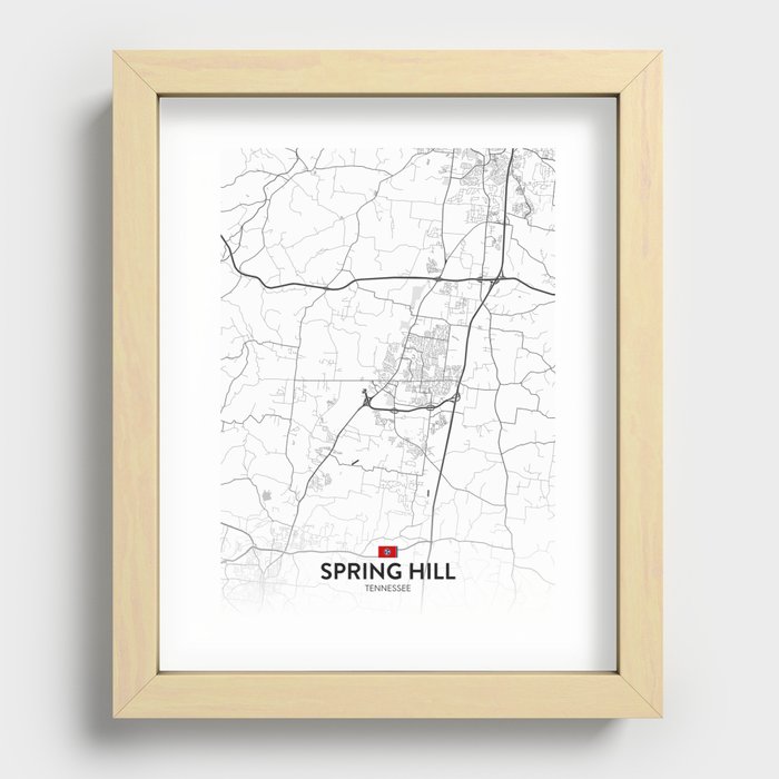 Spring Hill, Tennessee, United States - Light City Map Recessed Framed Print