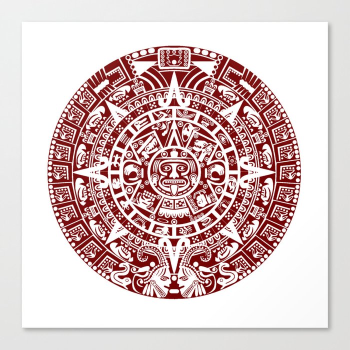 Mayan Calendar // Burgundy Canvas Print