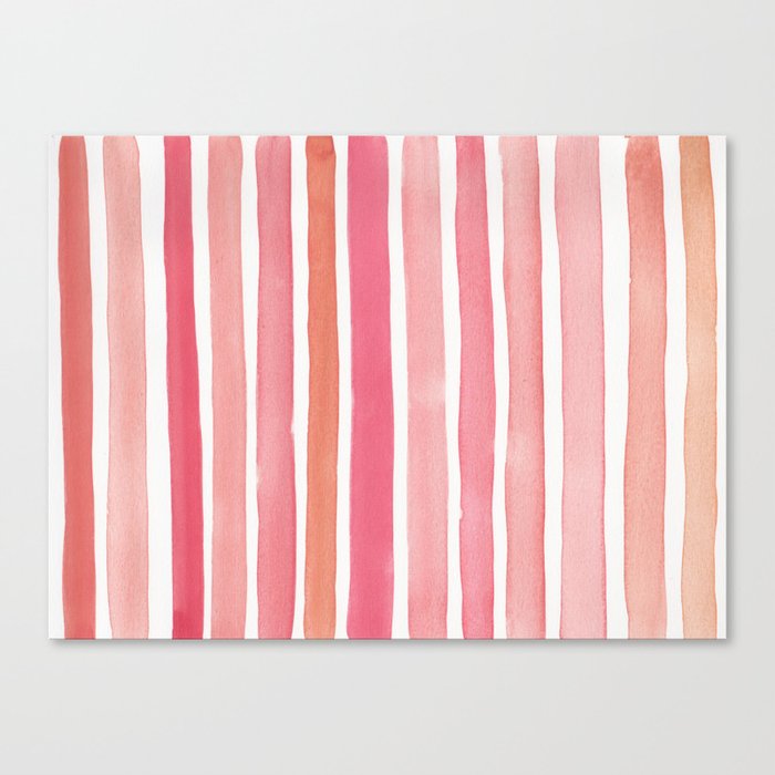 Pretty in Pink Watercolor Stripes Canvas Print